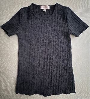 Philosophy Black Crinkle Textured Baby Tee - Size XS Goth Y2K